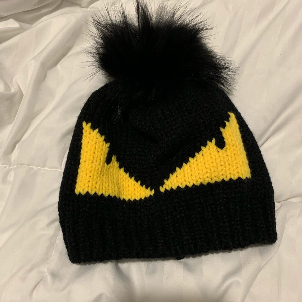 Monster Beanie with Raccoon Fur Pom Pom